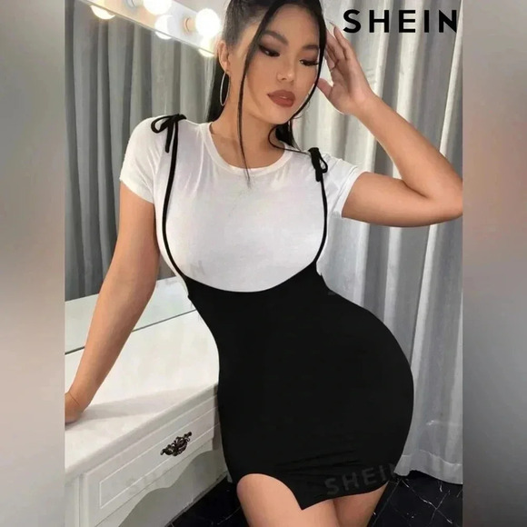 SHEIN Dresses & Skirts - NWOT SHEIN SEXY, Bow Dress With Straps (without t-shirt), Medium, Black